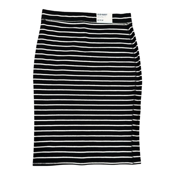 Old Navy Women's Black and White Striped Pencil Skirt - Picture 2 of 7